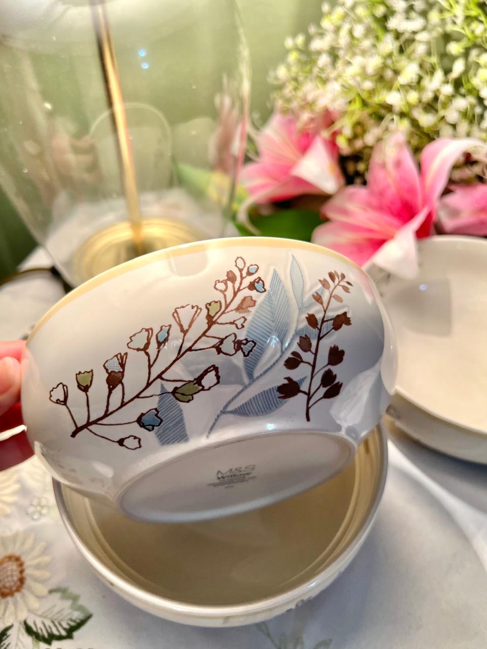 M&S Willow Stoneware Floral Bowls Set of 3 Approx. 18 cm