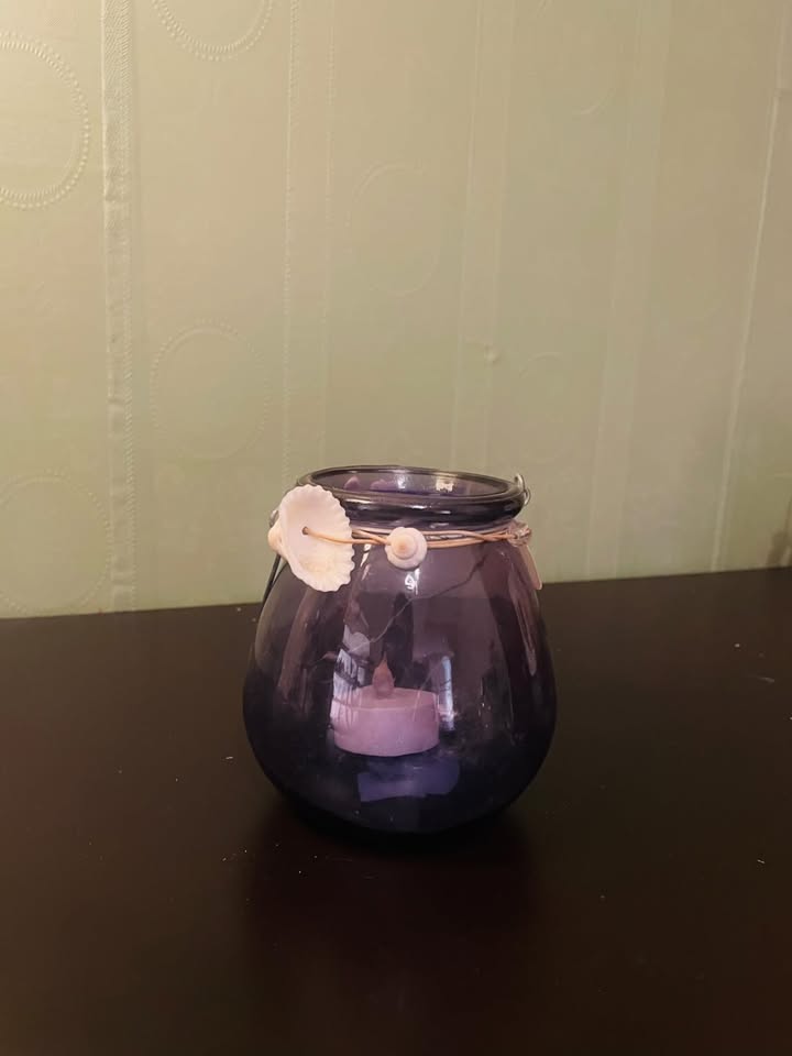 Set of 2 Smoky Glass Tealight Lantern Candle Holders