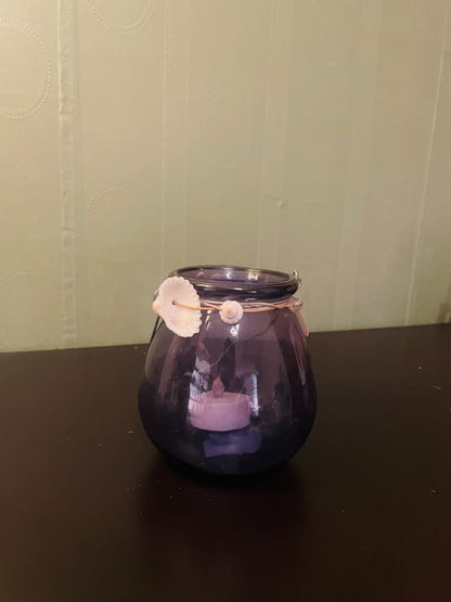 Set of 2 Smoky Glass Tealight Lantern Candle Holders