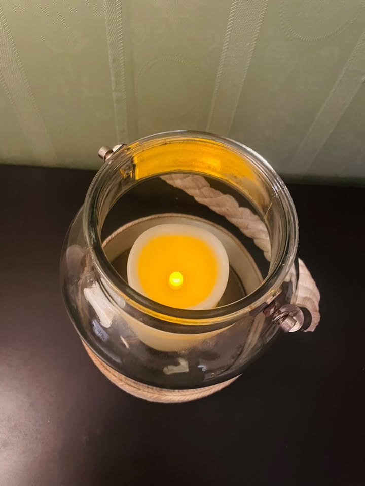 Nautical Glass Hurricane Lantern Candle Holder with Rope Detail
