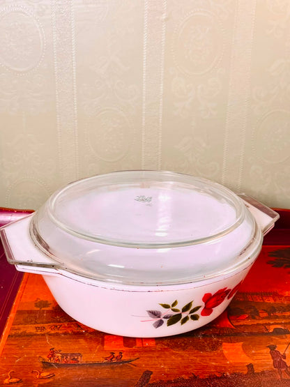 Red Rose Oven-Safe Casserole Dish with Lid 10"