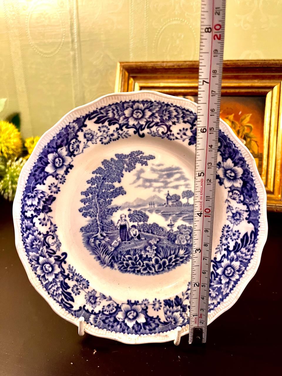 Vintage Blue & White Pastoral Transferware Plate – 7 Inch