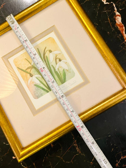 Judy Ball Snowdrops Framed Floral Painting 8 inch