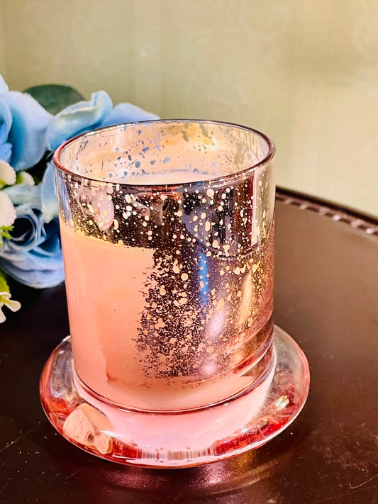 Mercury Glass Scented Candle in Pink Glass Holder (5 Inch)