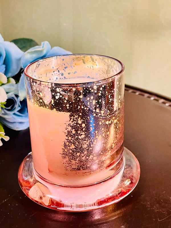 Mercury Glass Scented Candle in Pink Glass Holder (5 Inch)