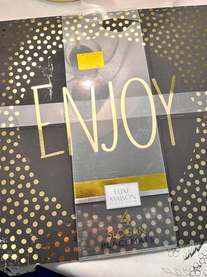 Luxe Maison Black & Gold Placemats 4-Piece Set 17 Inch