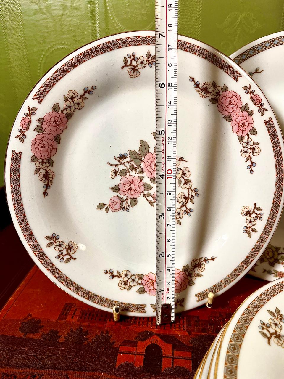 Crown Ming Fine China Pink Floral Medium Plates | Set of 6