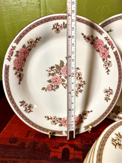 Crown Ming Fine China Pink Floral Medium Plates | Set of 6