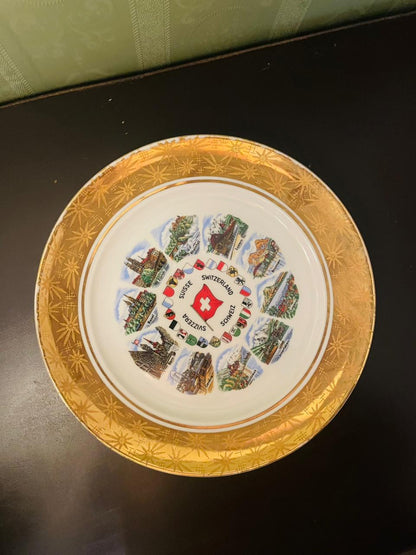 Vintage Suisse Switzerland Souvenir Wall Plate 10"