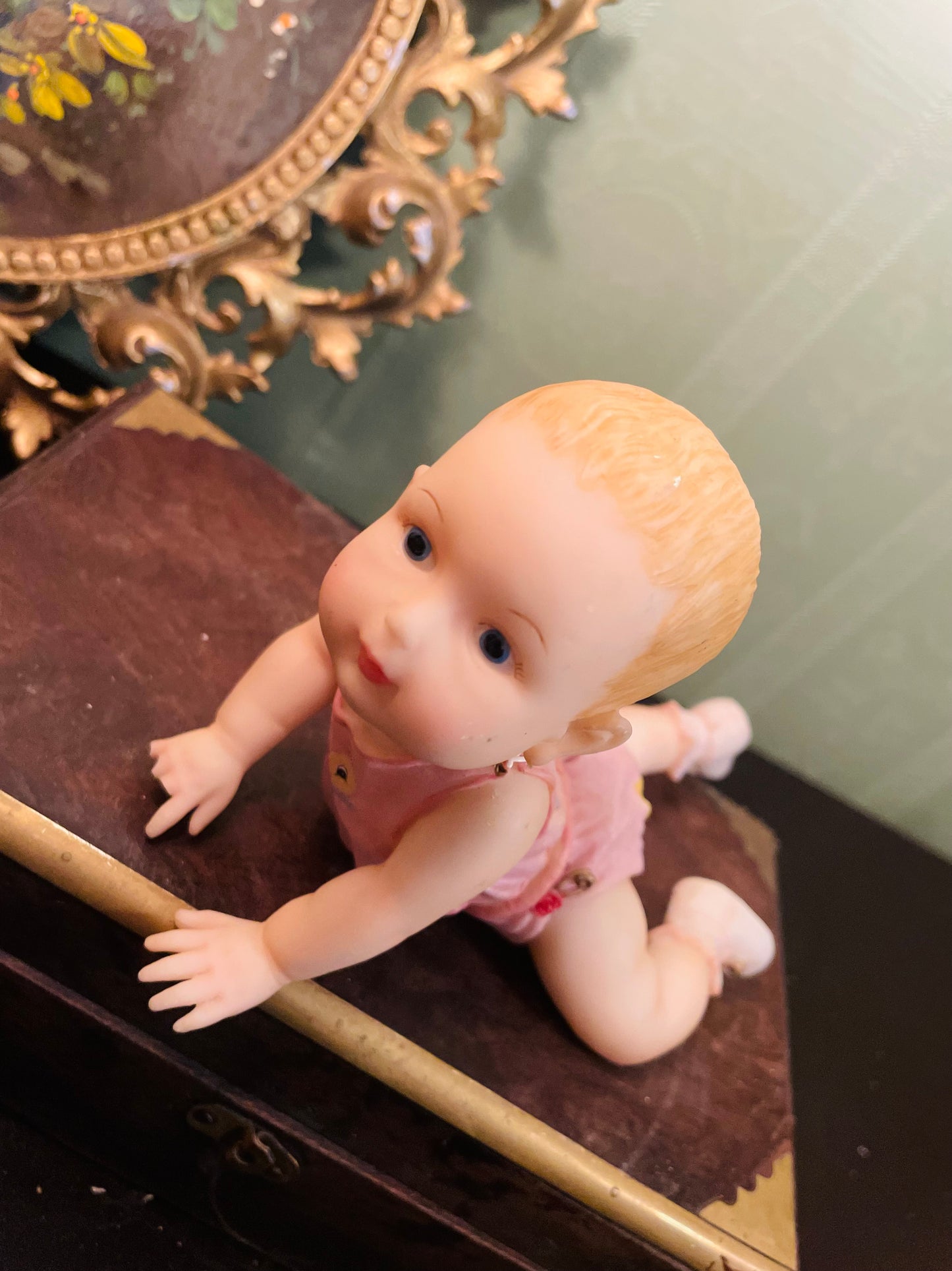 Crawling Baby Doll Figurine Pink