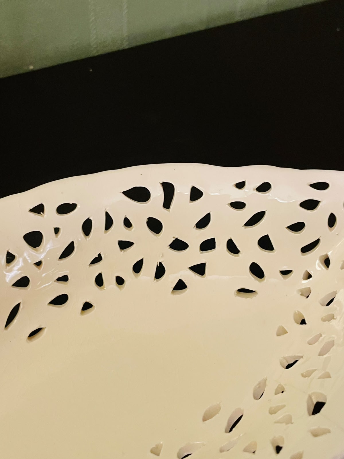 White Pierced Ceramic Leaf Serving Bowl 10 Inch