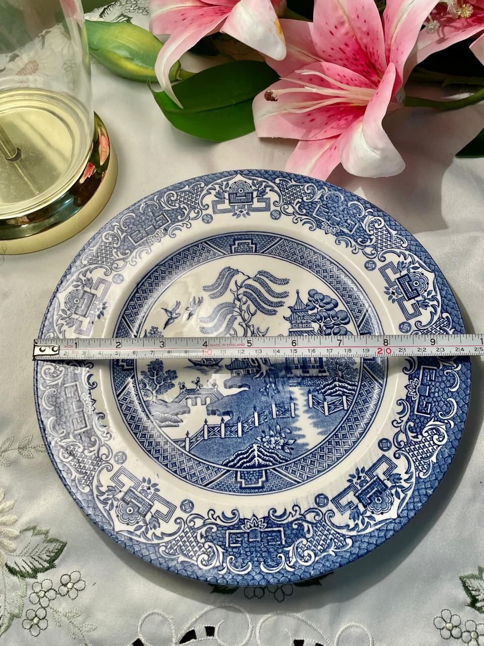 Staffordshire Blue Willow Decorative Plate – 9.5 Inch