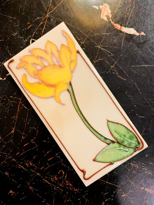 Douglas Hunter Ceramic Tile – Yellow Floral Wall Decor