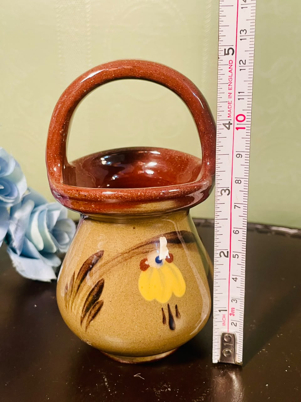 Vintage Hand-Painted Ceramic Candle Holder Lantern – 5 Inch