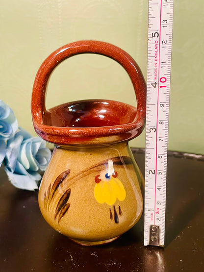 Vintage Hand-Painted Ceramic Candle Holder Lantern – 5 Inch