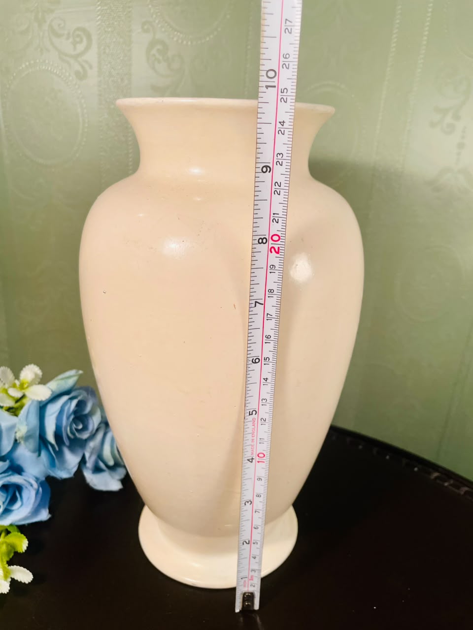 Large Ivory Ceramic Floor Vase – 10 Inch Minimalist Decorative Vase