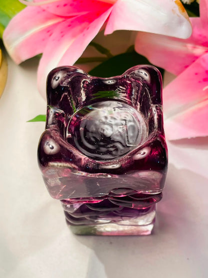 Purple Swirl Crystal Candle Holder Approx. 9 cm