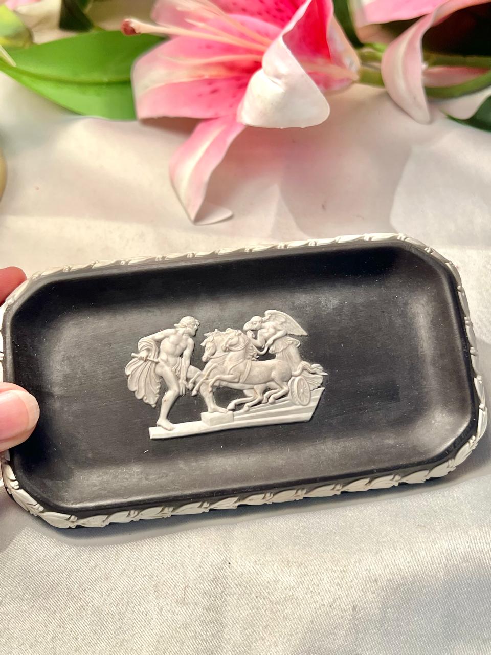 Wedgwood Jasperware Black & White Classical Relief Tray Approx. 15 cm