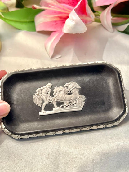 Wedgwood Jasperware Black & White Classical Relief Tray Approx. 15 cm