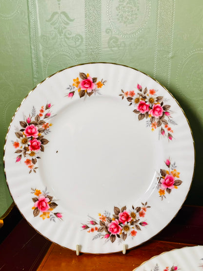 Richmond Bone China Pink Rose Dinner Plates 10" – Set of 4