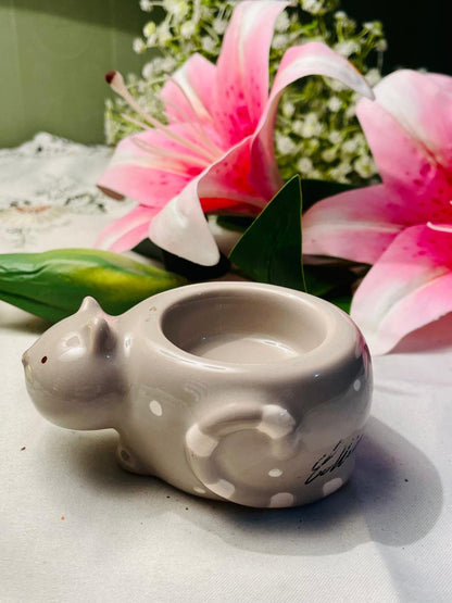 Vintage Ceramic Bear Pot / Planter Ornament 10 cm