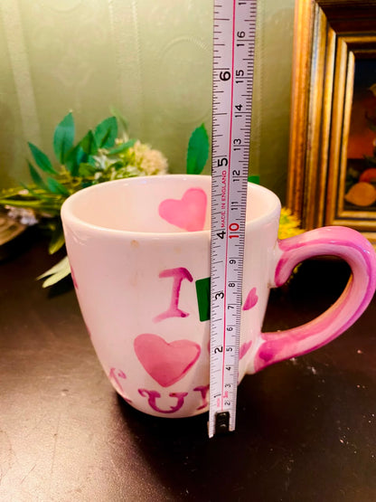 Pink “I Love Mum” Ceramic Mug 5 Inch Heart Design
