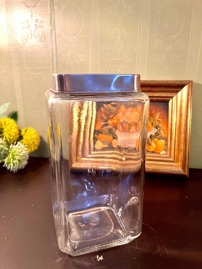 Large Glass Storage Jar with Black Lid – 2 Litre Kitchen Canister