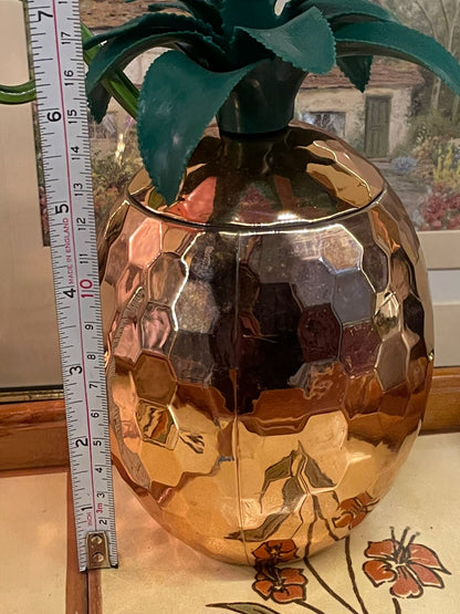 Gold Pineapple Decorative Jar With Green Lid & Straw, Mug