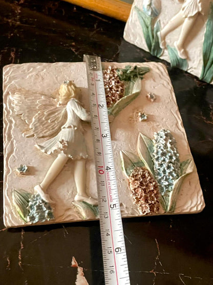 Vintage 3D Fairy Wall Plaques – Handcrafted Floral Relief Art (Set of 2)