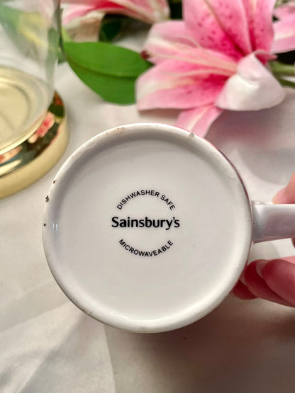 Sainsbury's Floral Ceramic Mug Pink Red 10.5cm - 1 Piece