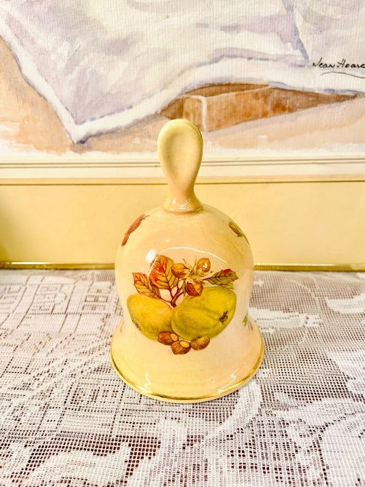 Vintage Autumn Pear Porcelain Bell – Rustic Fall Decor