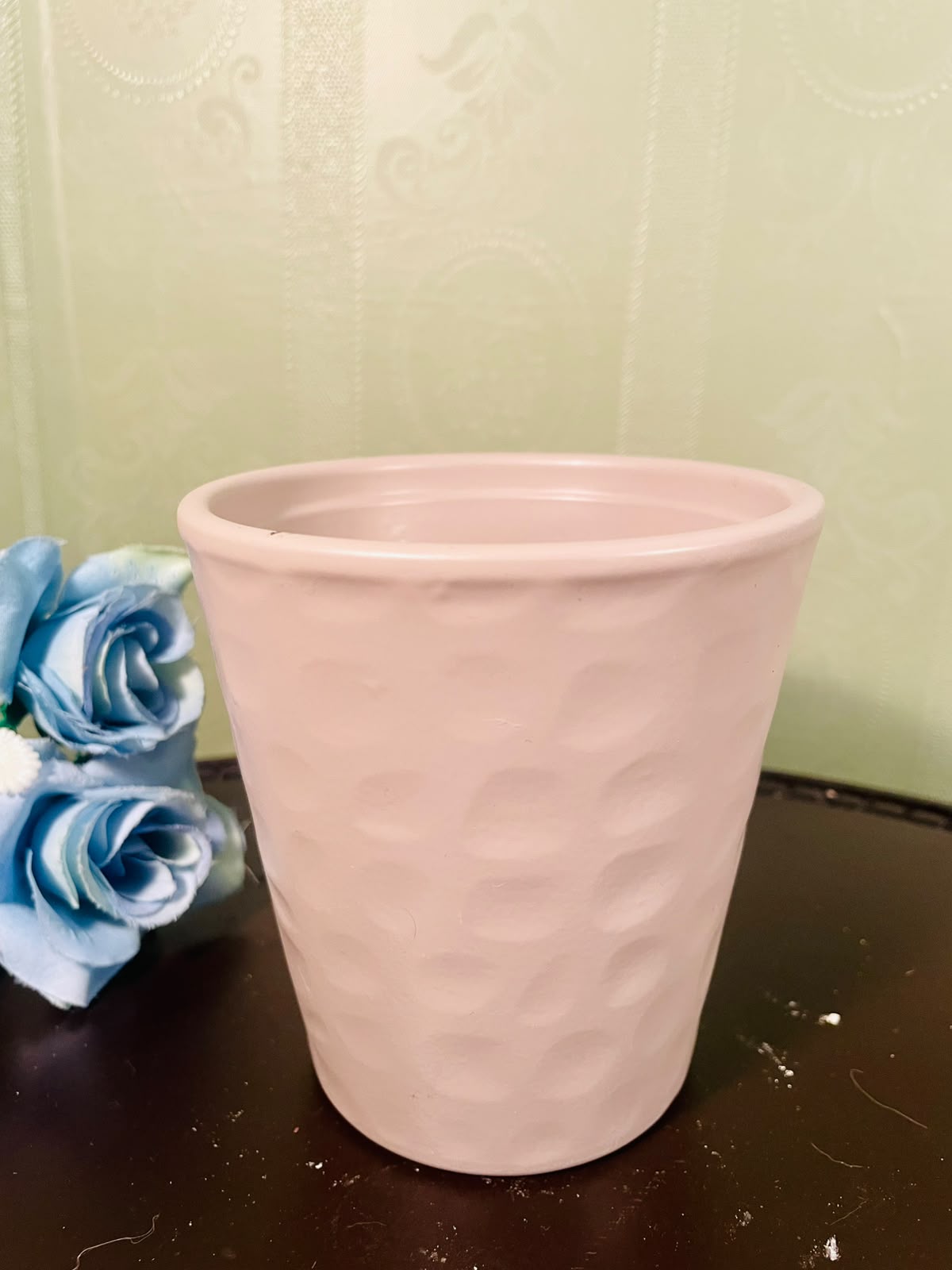 Blush Pink Textured Ceramic Plant Pot – 4 Inch