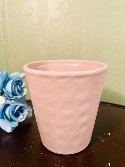 Blush Pink Textured Ceramic Plant Pot – 4 Inch