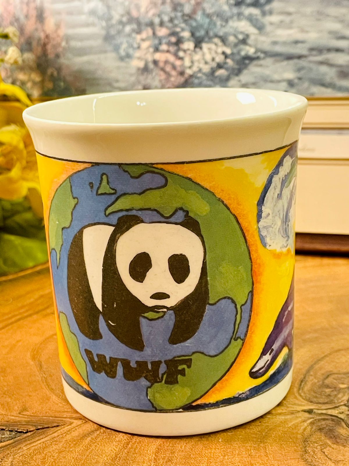 WWF Dolphin & Panda Vintage Mug | Sally Dodd Art Cup