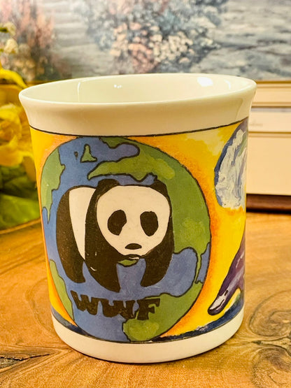 WWF Dolphin & Panda Vintage Mug | Sally Dodd Art Cup