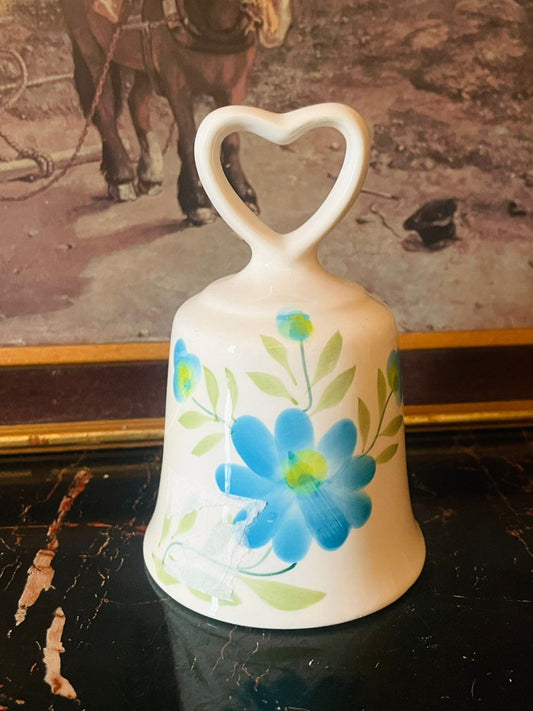 Vintage English Fine Bone Table Bell – Floral Design