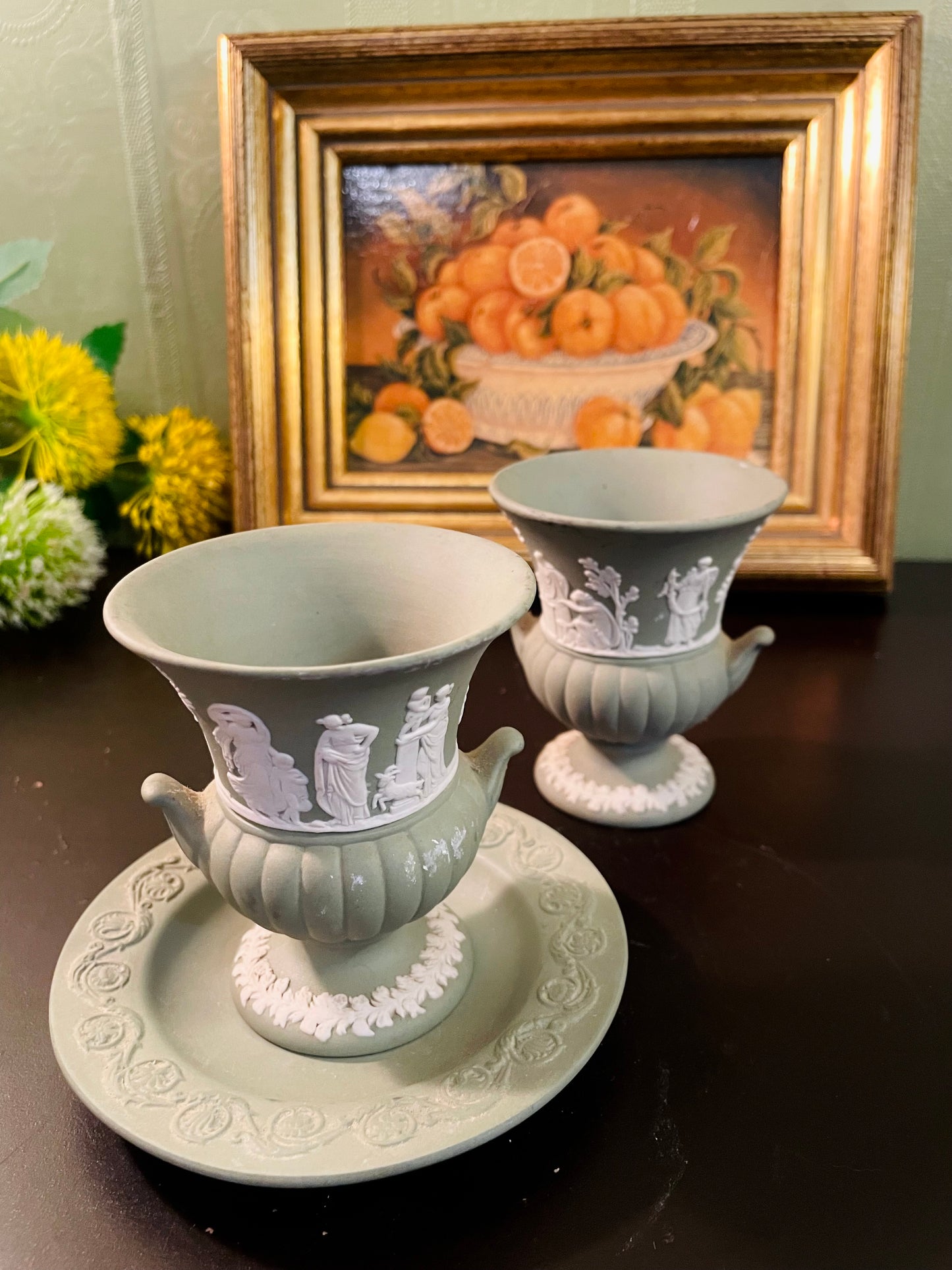 Wedgwood Jasperware Vase & Plate Set – 3 Pieces