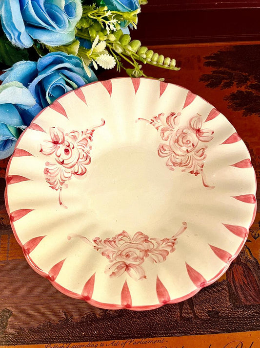 Vintage Pink Floral Serving Bowl 16 cm Fluted Cottage Decor