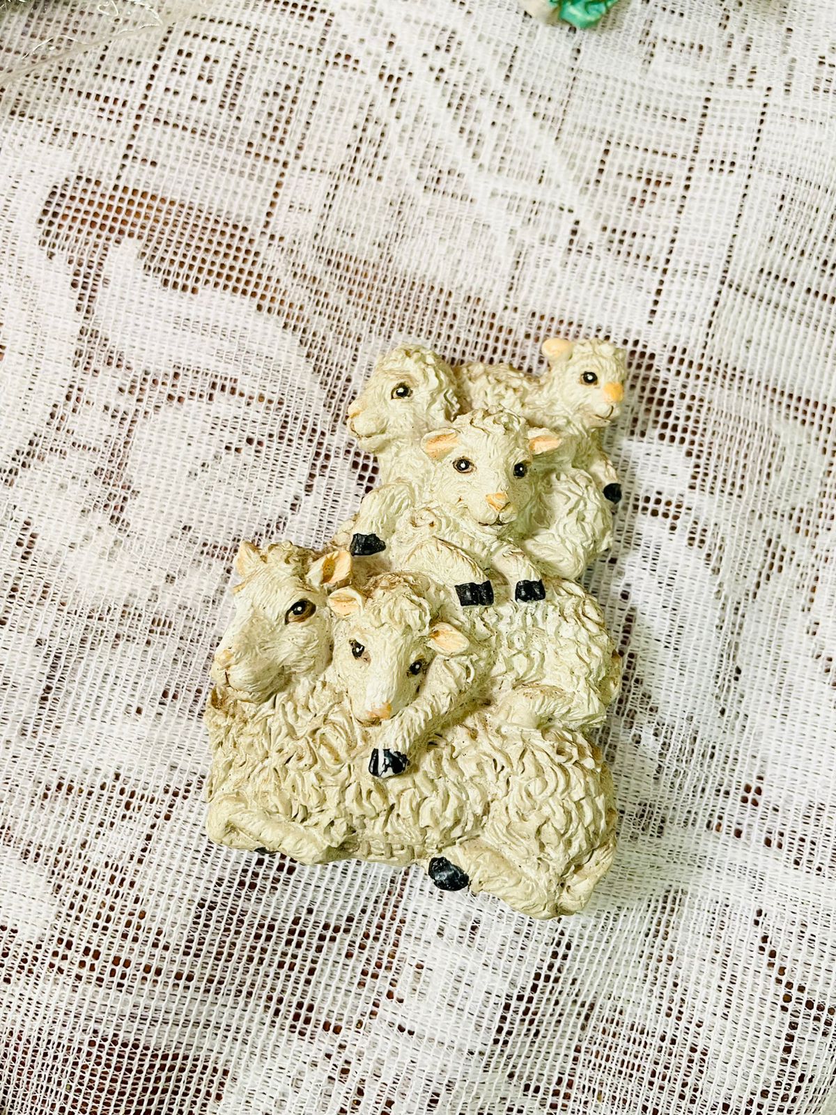Vintage Sheep & Lamb Figurine Fridge Magnets – Cottage Set of 6