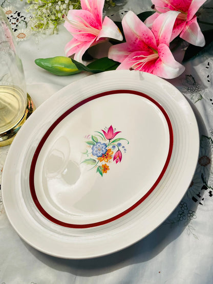 Vintage Floral Oval Serving Platter – 14 Inch