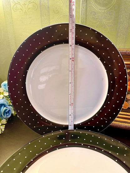 Set of 4 Black Polka Dot Dinner Plates – Ceramic Tableware