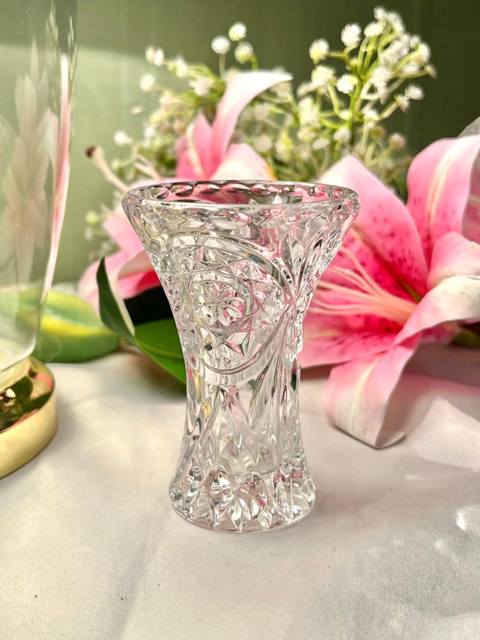 Vintage Clear Crystal Vase – Approx. 4 Inch