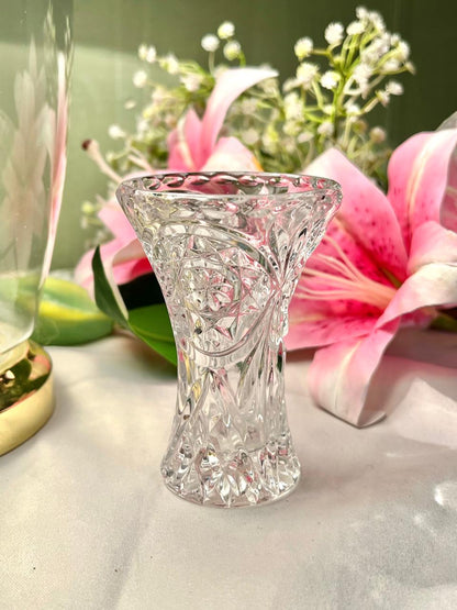 Vintage Clear Crystal Vase – Approx. 4 Inch