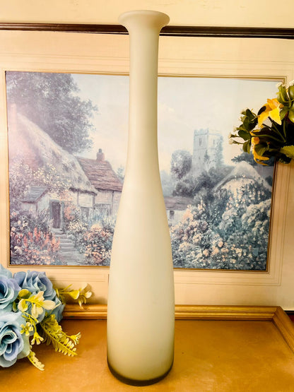 Tall Frosted Glass Vase Minimal Luxury Decor