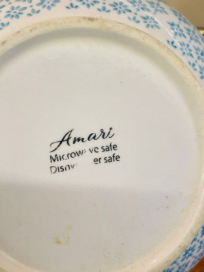 Blue Floral Ceramic Bowl – 20cm – Amari – Cottage Kitchen Serveware