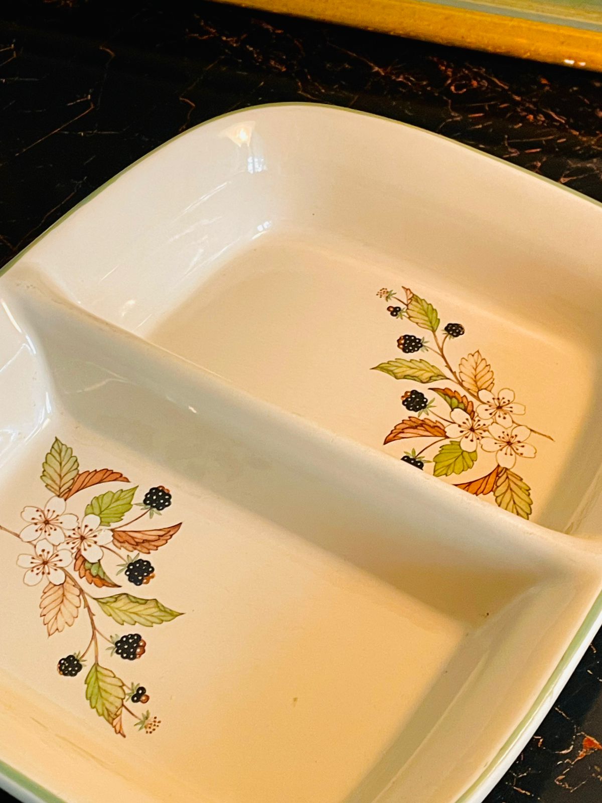 Vintage Blackberry Floral Divided Serving Dish – Portion Dish - Oven Safe , Made in England
