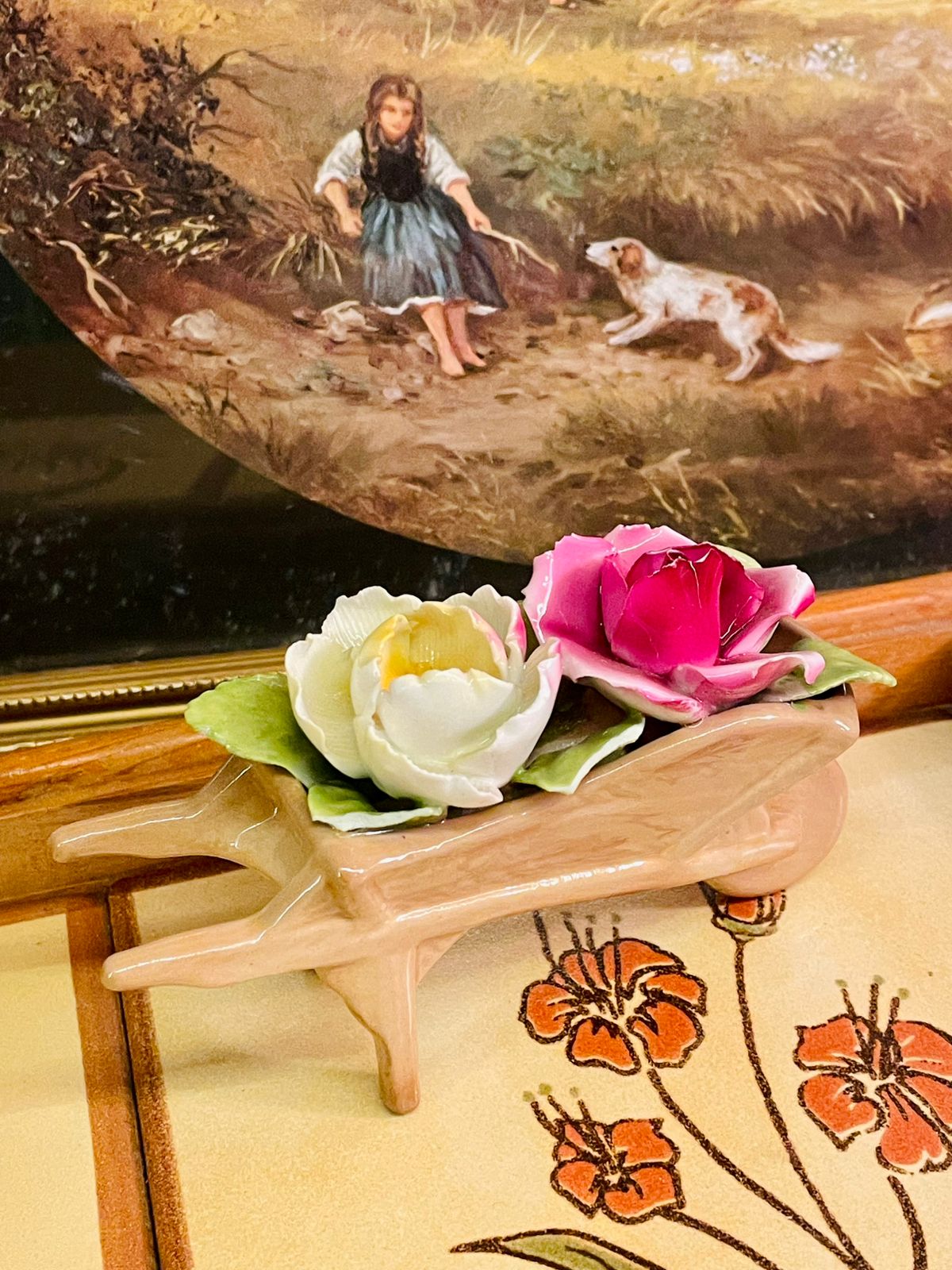 3d Floral Decor Piece, Bone China Floral Cart – Made in England