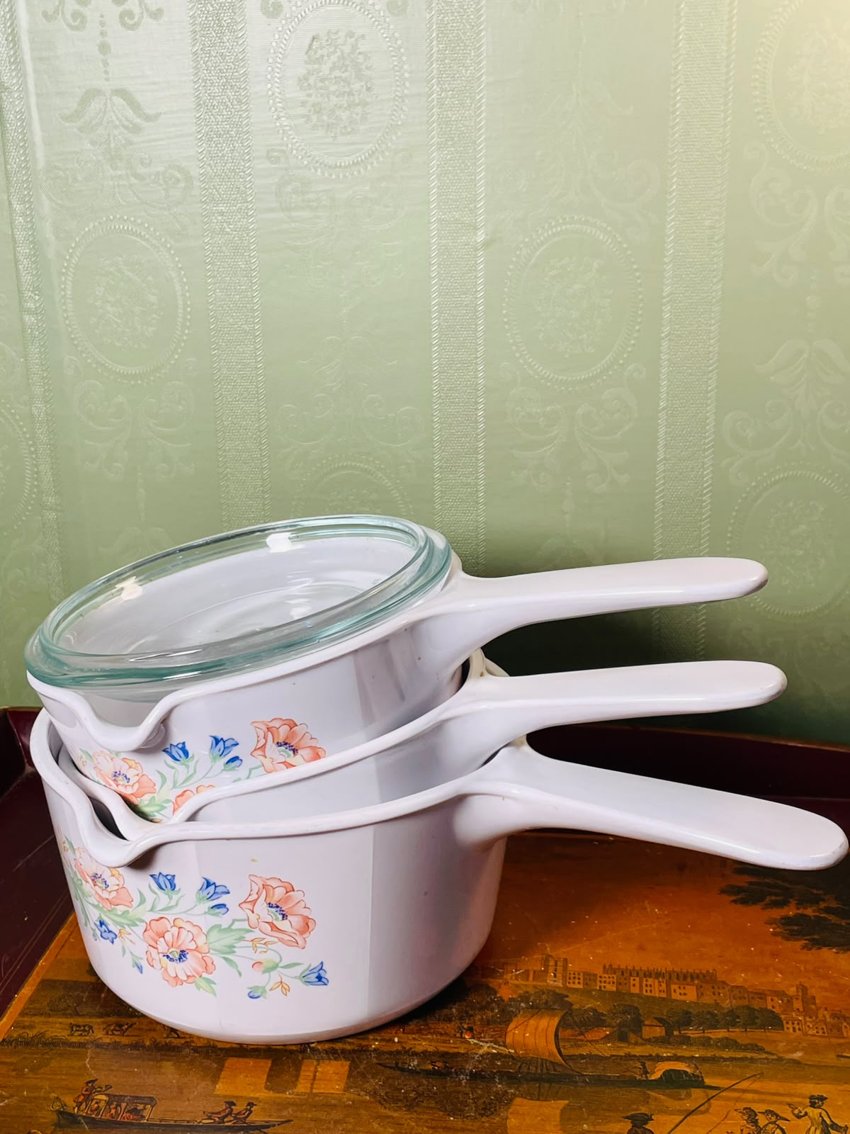 Corning France Floral Oven-Safe Saucepans – 3 Piece