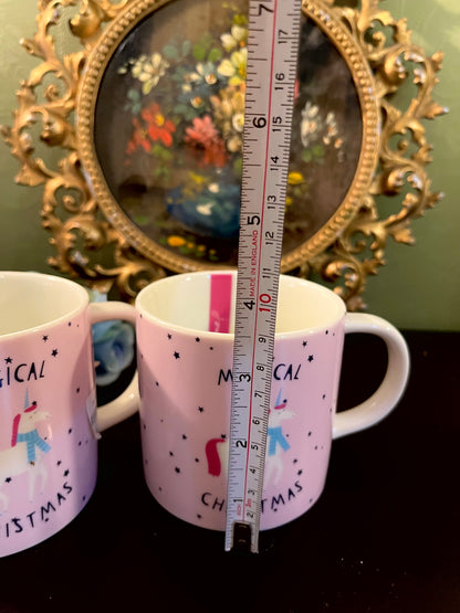 Set of 2 Pink Magical Christmas Unicorn Mugs