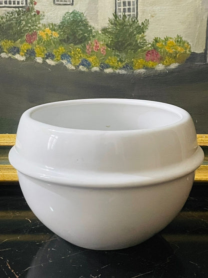 Classic Round White Ceramic Planter – 4.5” Glossy Bowl Shape Pot | Made in England